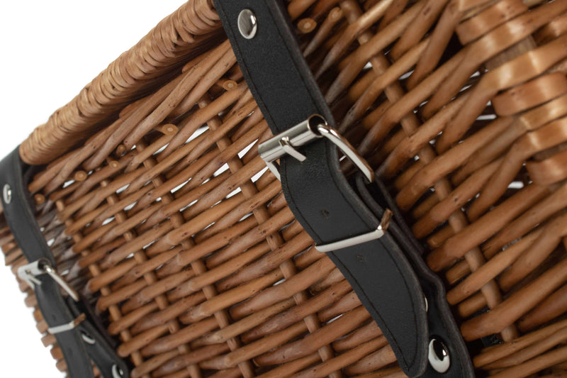 14 Inch Double-Steamed Empty Wicker Hamper Basket Buckle Detail