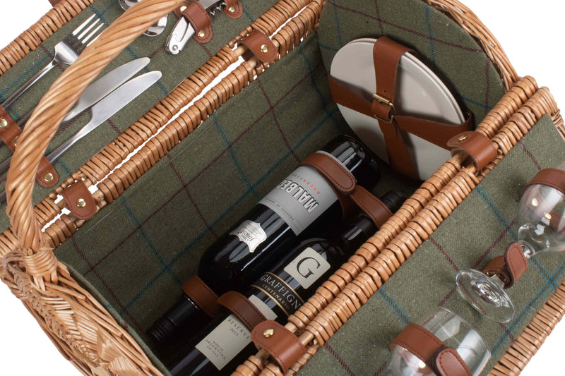 2 Person Green Tweed Barrel Hamper Interior Size