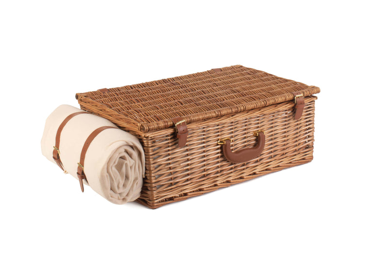 Deluxe Fitted Wicker Hamper Large Cream Closed