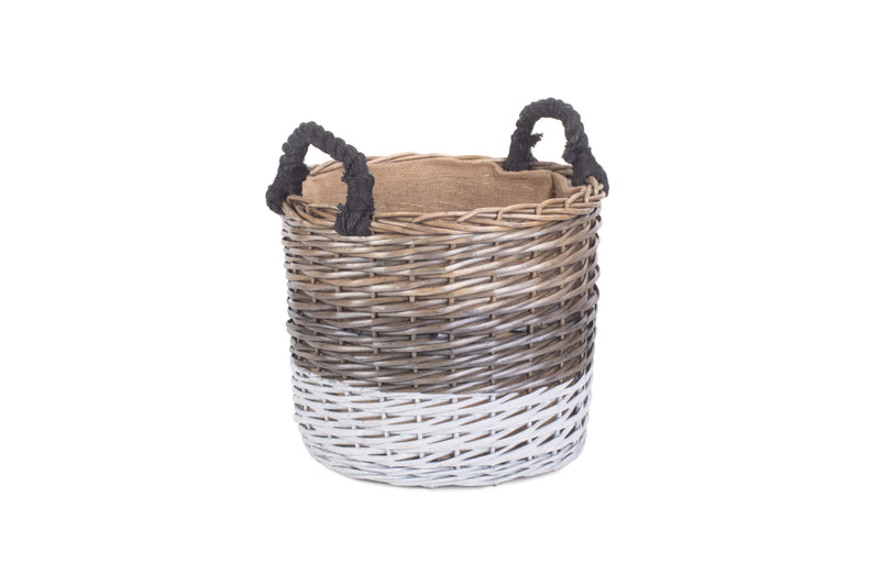 Large Round Triple Tone Chunky Storage Basket With Lining