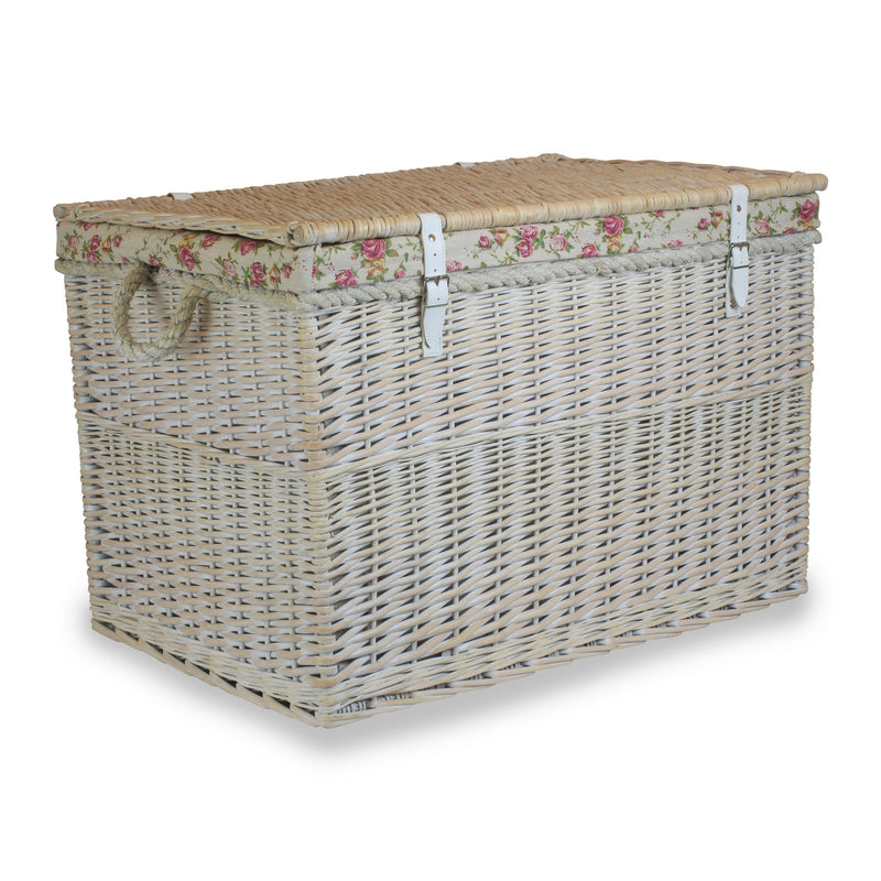 29" White Wash Storage Hamper White Garden Rose