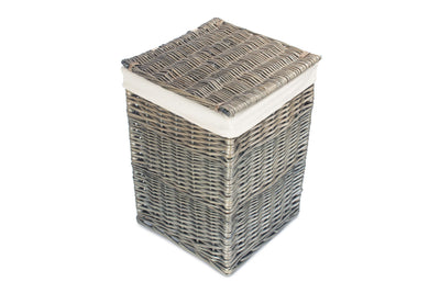 Antique Wash Square Laundry Basket With White Lining