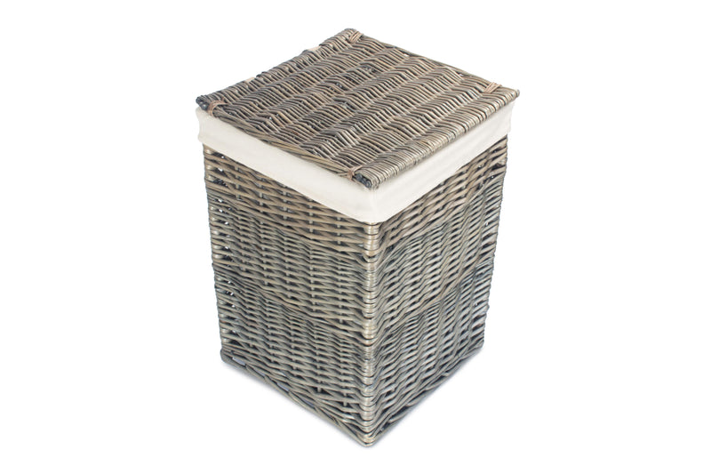 Antique Wash Square Laundry Basket With White Lining