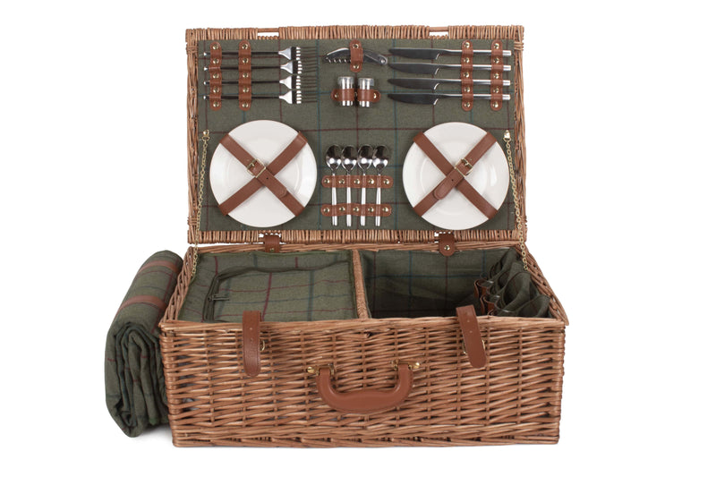 Green Fitted Tweed Hamper Large Open Front