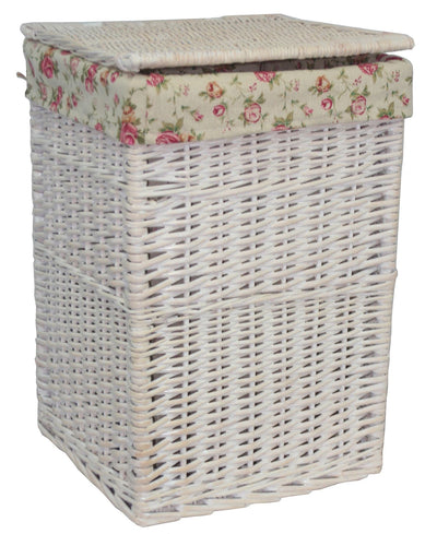 Square White Wash Laundry Hamper Small