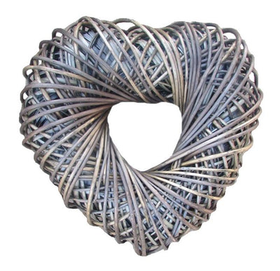 Large Grey Wicker Heart