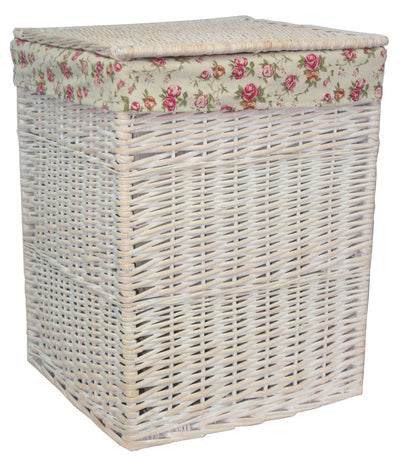 Square White Wash Laundry Hamper Large