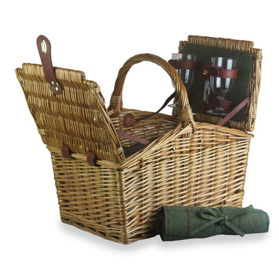 Green Tweed Double Lidded Hamper