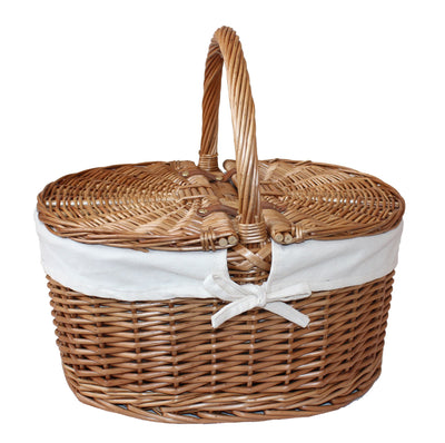 Light Steamed Oval Lidded Hamper White