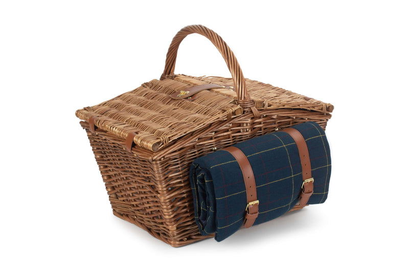 Elegant Tweed Fitted Hamper Blue Closed