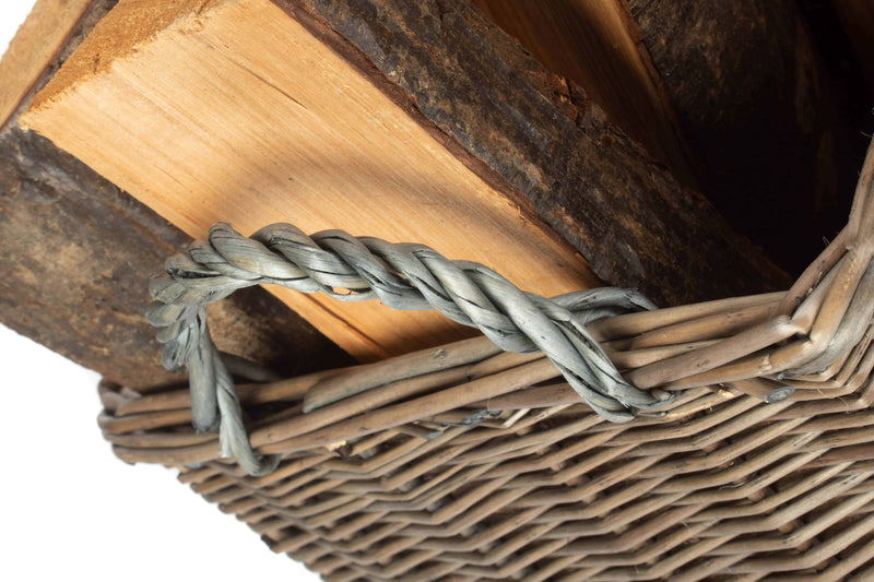 Kindling Wood Basket Rope Handle Detail