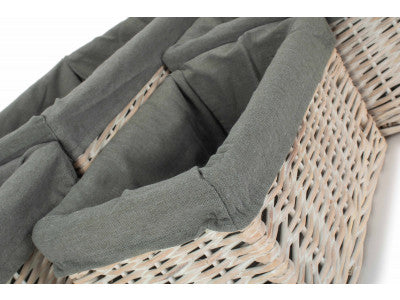 White Wash Storage Basket Set with Grey Sage Lining