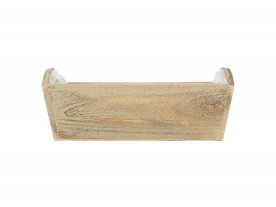 Oak Effect Small Wooden Storage Tray - Plastic Lining