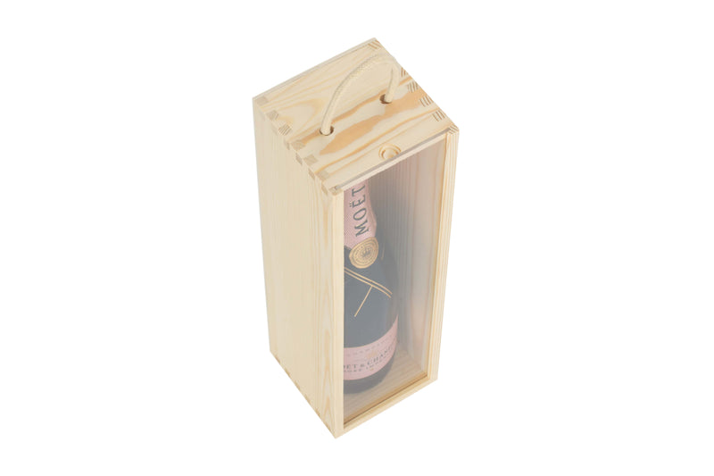 Single Bottle Wooden Box With Clear Acrylic Sliding Lid