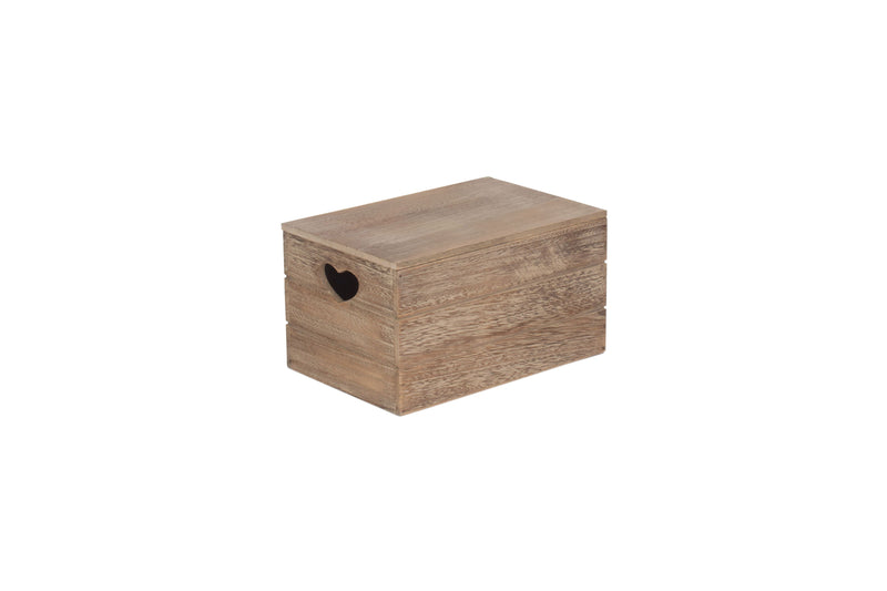 Oak Effect Heart Cut-Out Box Small Lidded