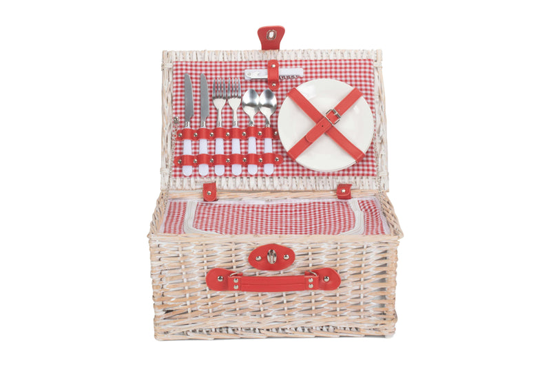 Gingham 2 Person Fitted Hamper Red Front