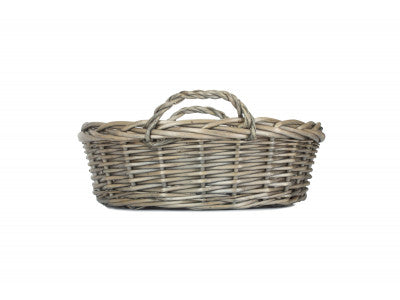 Round Antique Wash Wicker Planter with Handles