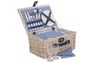 Gingham 2 Person Fitted Hamper Blue Display