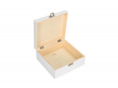 9" Square White Wooden Box