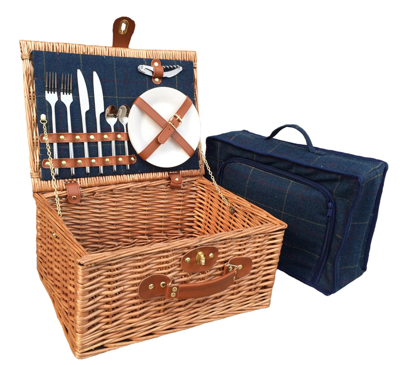 Blue Fitted Tweed Hamper Small Open Display