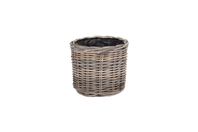 Rattan Round Planter with black plastic lining