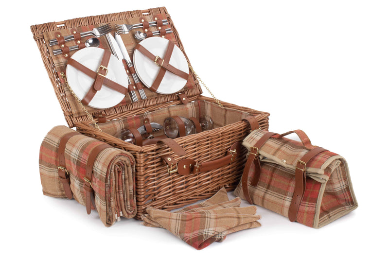 Autumn Red Tartan Picnic Hamper Contents