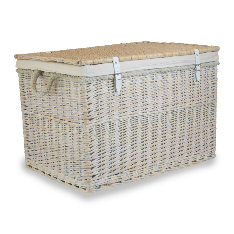 29" White Wash Storage Hamper White Wash White Liner