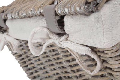 Grey Wash Storage Hamper Liner Close Detail