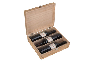 Three Bottle Oak Effect Wooden Box