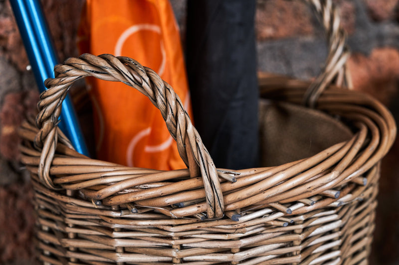 Wicker umbrella stand basket