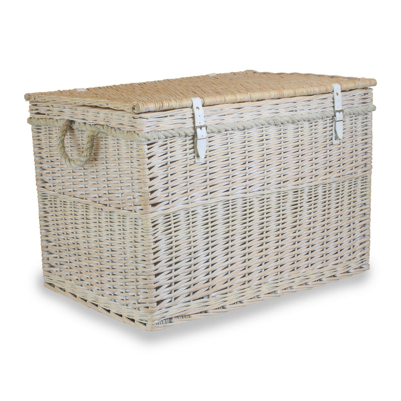 29" White Wash Storage Hamper White No Liner