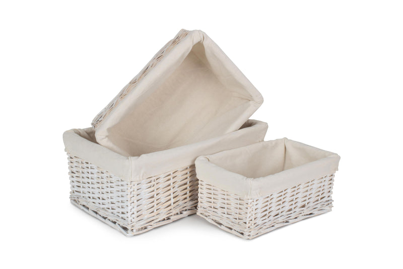 White Wash Wicker Storage Basket