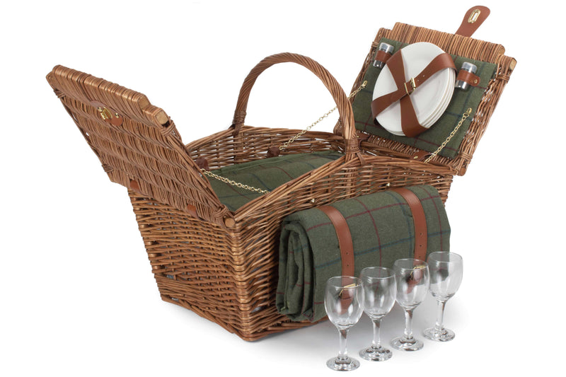 Elegant Tweed Fitted Hamper Green Open