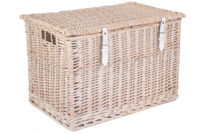 24" White Wash Chest Hamper Front Side