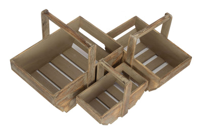 Oak Effect Wooden Trug Set of 3 Top Down View