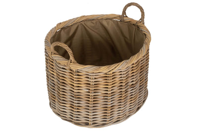 Oval Rattan Log Basket with Cordura Lining