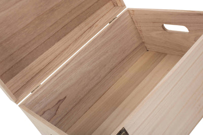 16" Unvarnished Wooden Box Interior Detail