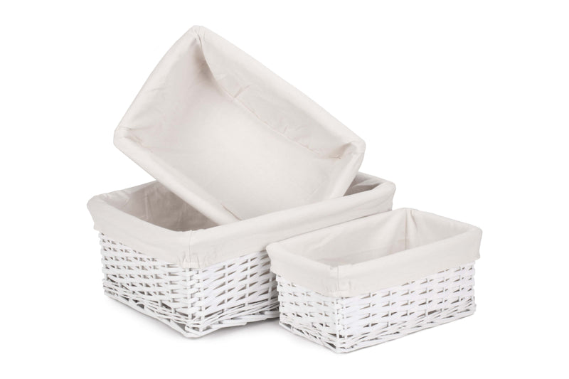 White Wash Wicker Bathroom Laundry Set 5