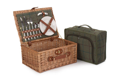 Green Fitted Tweed Hamper Small Front Side