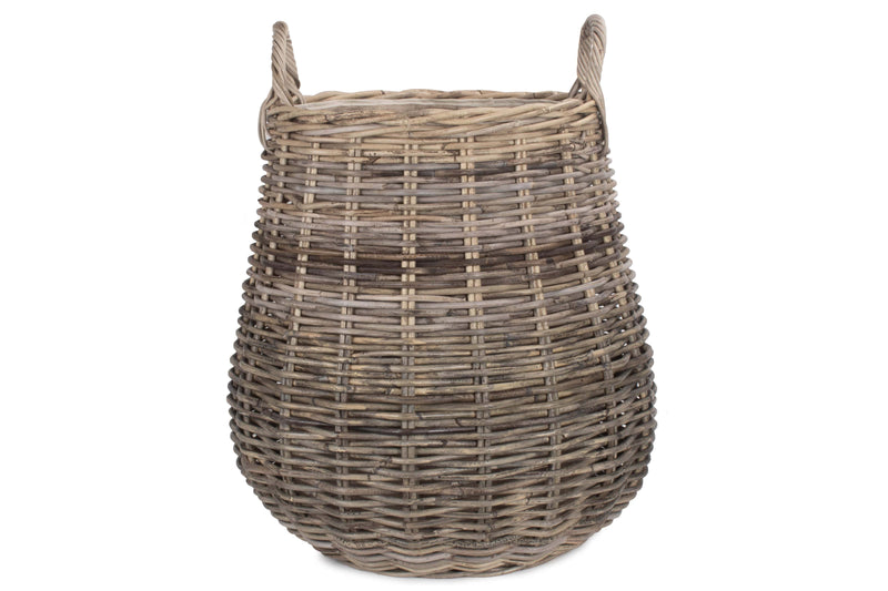 Pot-Bellied Cordura Lined Rattan Log Basket