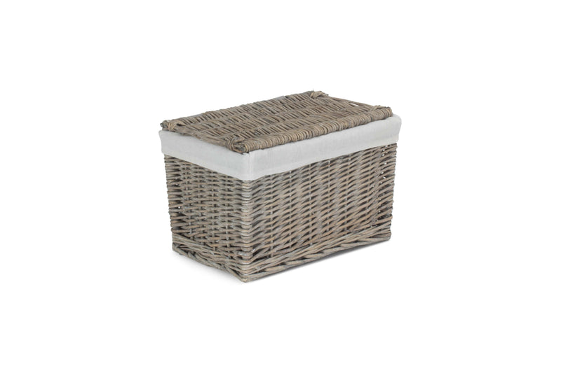 Grey Wash Storage Hamper Small Front View