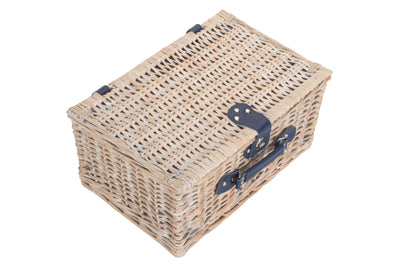 Gingham 2 Person Fitted Hamper Blue Top View