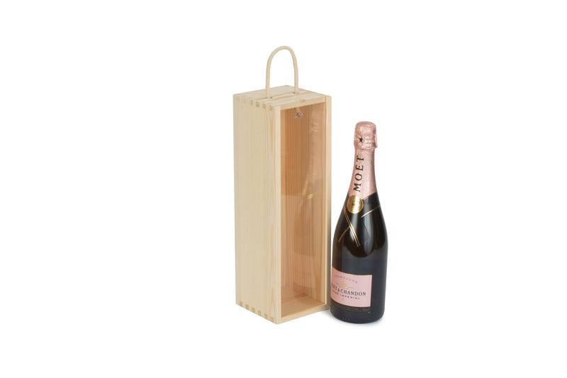 Single Bottle Wooden Box With Clear Acrylic Sliding Lid