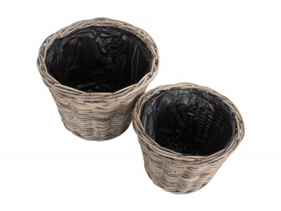 Tapered Rattan Round Planter