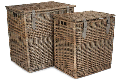 Antique Wash Vintner Storage Hamper Set of 2