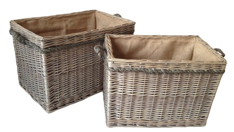 Rectangular Rope Handled Storage Basket