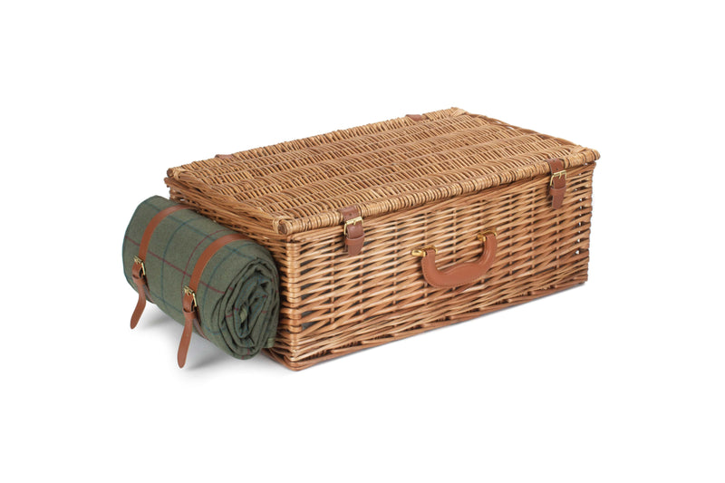 Deluxe Fitted Wicker Hamper Large Tweed Closed