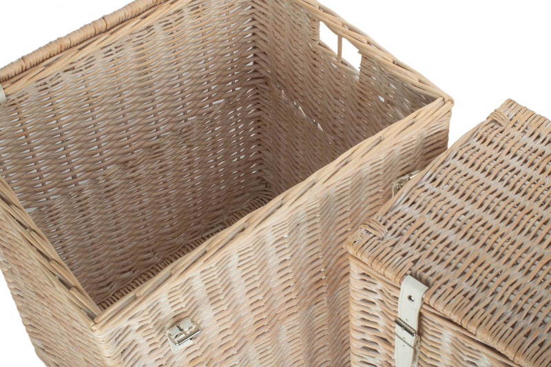 White Wash Vintner Storage Hamper Both Interior