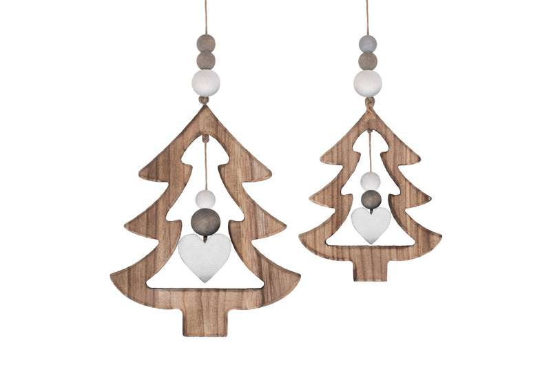 Set Of 2 Hanging Cut-Out Christmas Trees