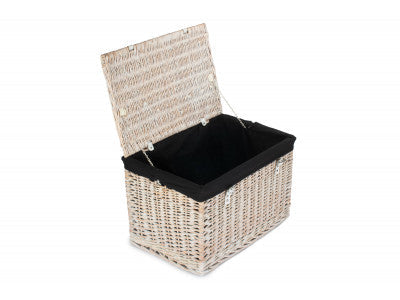 24" White Wash Chest Hamper with Black Lining